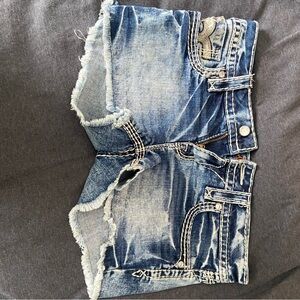 Rock Revival Blue Distressed Cutoff Denim Shorts